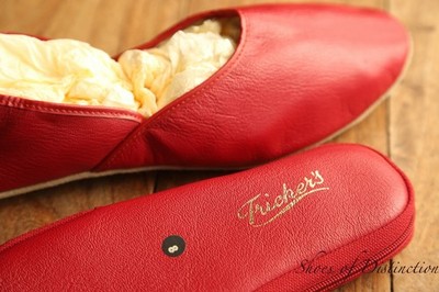 Trickers Red Leather Shoes Loafers Travel Slippers Mens UK 8 EU 42 US 9
