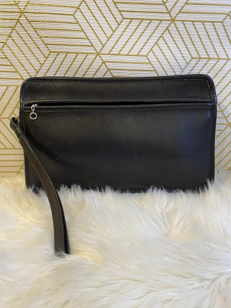 バッグ Rare Vintage Coach Clutch Bag Pouch Vintage Coach Leather Wristlet Pouch Black Coin Purse Clutch