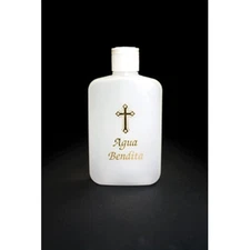 HOLY WATER PLASTIC BOTTLE SPANISH 4oz 4.75"x2.5" Holy Water Bottle HW306S