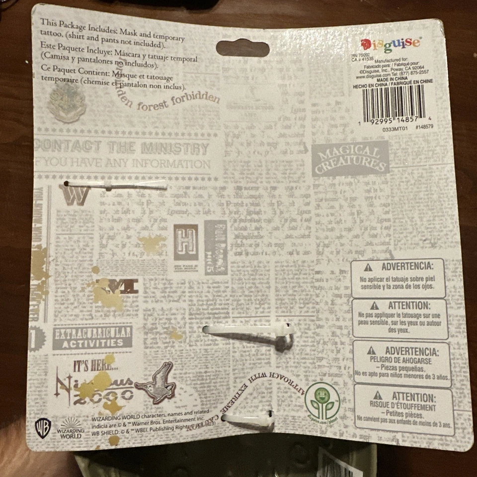 Harry Potter Death Eater Halloween Costume Accessory Kit Mask & Tattoo #2117 - Image 2 of 2