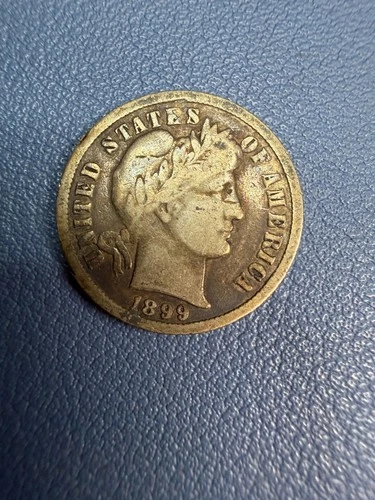 1899 Better Date Barber Silver Dime in Fine condition KM#113