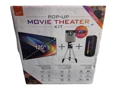 iLive Pop-Up Movie Theater Kit 120  Screen Projector Speaker Bundle