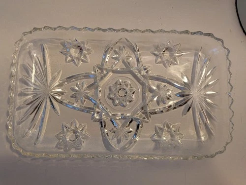 Vintage Anchor Hocking Prescut Glass Relish/Serving Tray #6