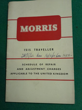 MORRIS ISIS TRAVELLER JUNE 1955  SCHEDULE OF REPAIR AND ADJUSTMENT CHARGES.