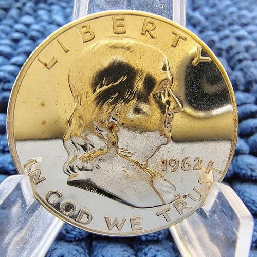 1962 Proof Franklin Half Dollar - Mirror Finish - 90% Silver - Light Toning - BU