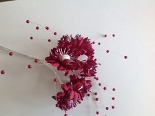 Artificial Mini Water Lily Burgundy with pearls x 6