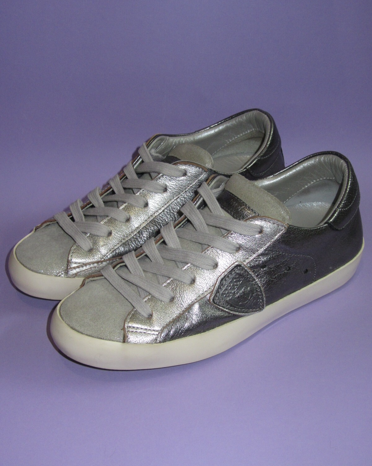APL Sneakers donna Philippe modello Paris argento metallizzato pelle scamosciata taglia EU 36