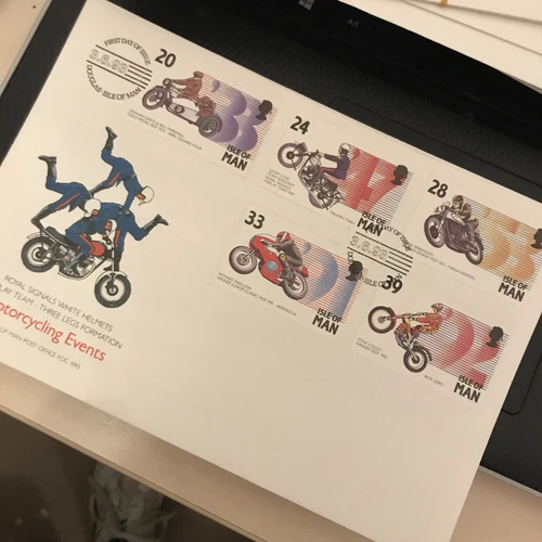 Isle of Man Stamps First Day Cover 1993 TT Manx Motorcycling Events Douglas Pmk
