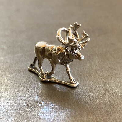 Sterling Silber massiv 3D Karibu Rentier Elch Hirsch Hirsch Charm Anhänger 
