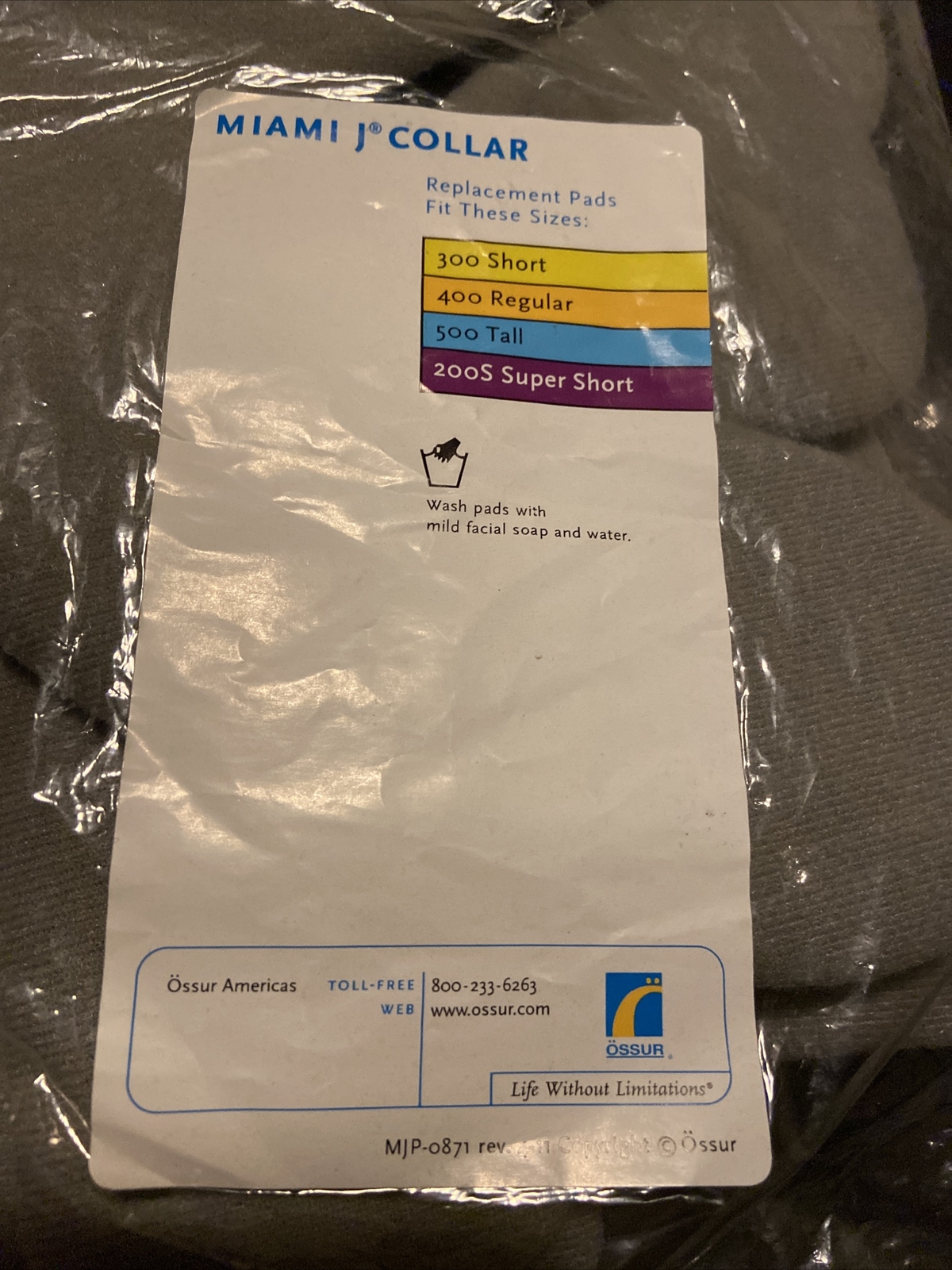OSSUR MJP100 MIAMI J COLLAR ADULT REPLACEMENT PADS 300 SHORT 400 REG