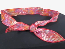 Vintage 90's Red, Multicolor Tie Waist Wide Sash Belt Sz S/M/L, 28"-40"