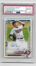 Cade Povich 2021 Bowman Chrome  Refractor Auto #290/499 PSA 10 Gem Mint