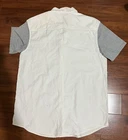 Fission Mens Size L Button Down 2 Tone Shirt w Collar White And Gray NWT