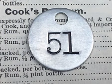 Number 51 Tag Aluminum Metal Numbered Keychain Stamped Token Fob  Check