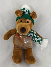 Commonwealth Bear Plush 10 Inch Knit Hat Scarf Card Holder Stuffed Animal