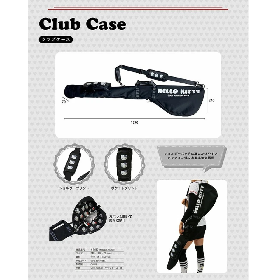NUEVO Estuche para palos de golf Hello Kitty 50 aniversario Sanrio color negro nuevo Japón Foto 3 de 3