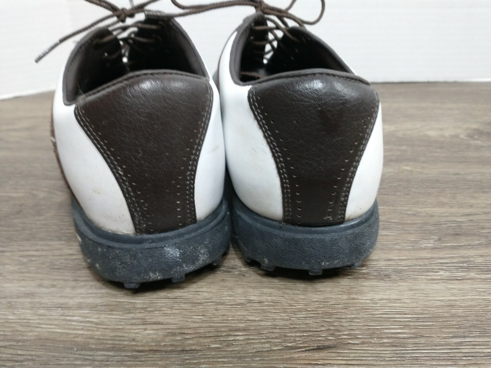 Nike Air Wickie Last Men's Golf Shoes White Brown Lea… Gem