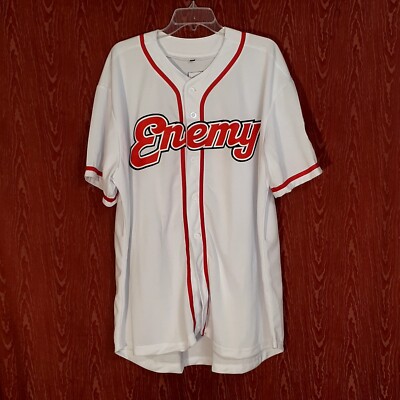 ENEMY 17 ENEMY RECORDS Jersey White Buttondown Short Sleeve Mens XXXL White