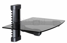 Floating Black Glass Rack Shelf Stand Wall Mount Bracket TV Box DVR DVD Cable