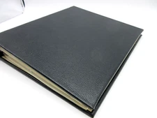 Photo Album 8x9" Leather Cover 4 Ring Binder72 Clear Pockets Black Texture