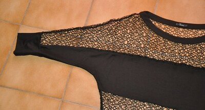 Top Femme été En Maille Crochet (filet) Noir - Marque TANAÏS, Taille 40 - Neuf Jamais Porté