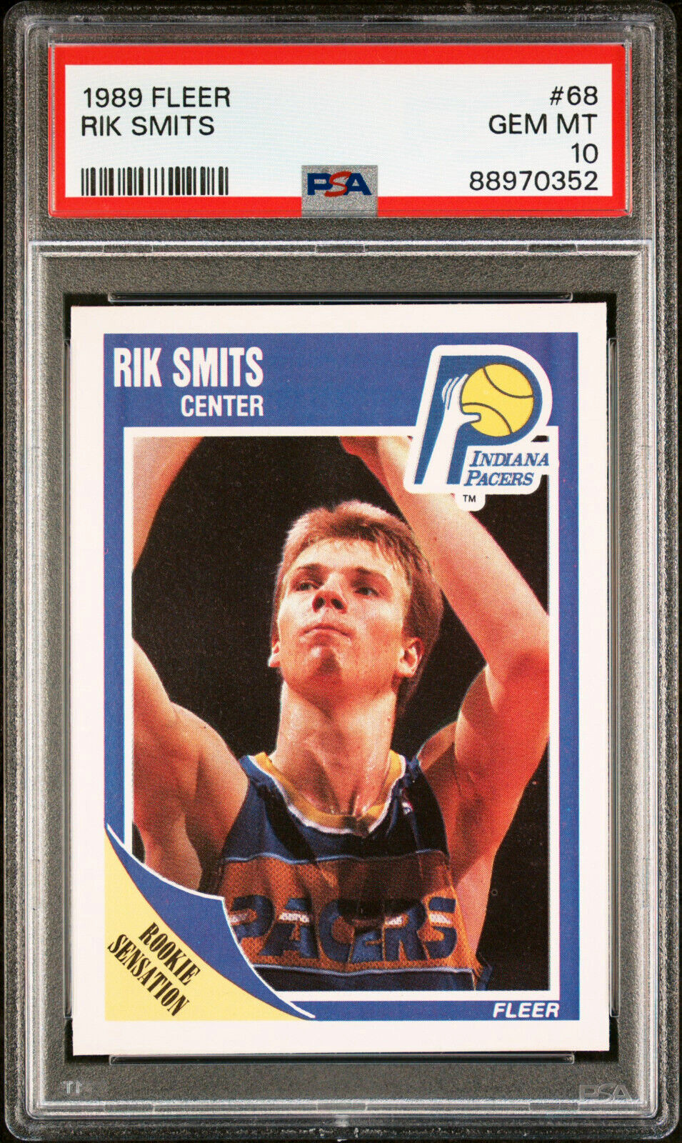 1989 FLEER #68 RIK SMITS RC INDIANA PACERS PSA 10 GEM MINT 1989/90
