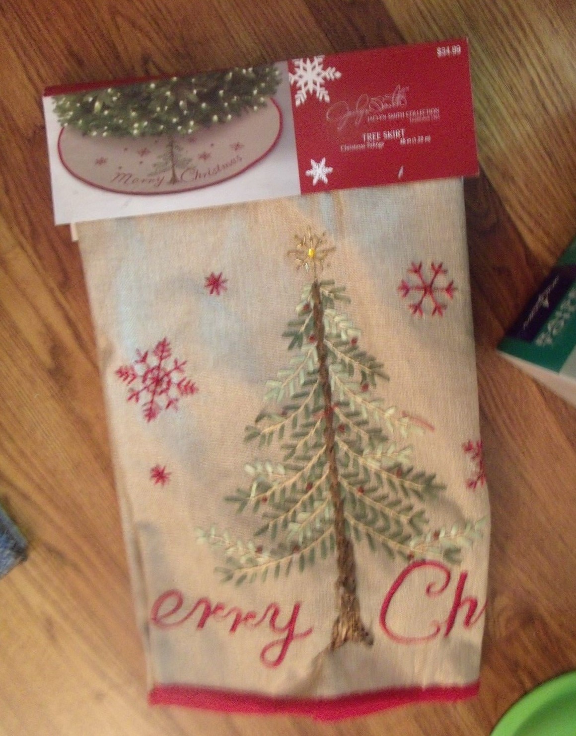 Jaclyn Smith Christmas Tree Skirt Christmas Tidings Canvas Merry