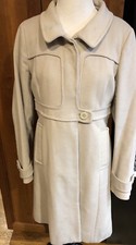 Reiss Ivory Wool Coat Size Small Knee Length Flattering Warm Lined