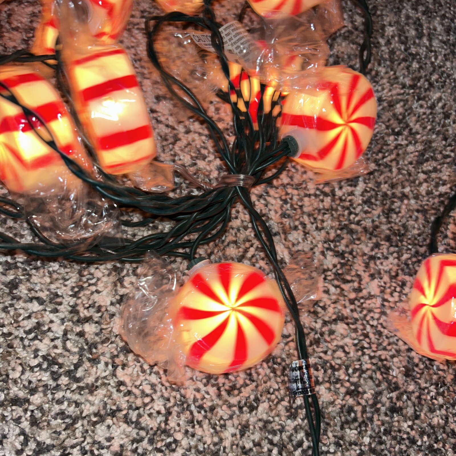 Peppermint Candy Christmas Tree Lights Garland 2 Strands Working eBay