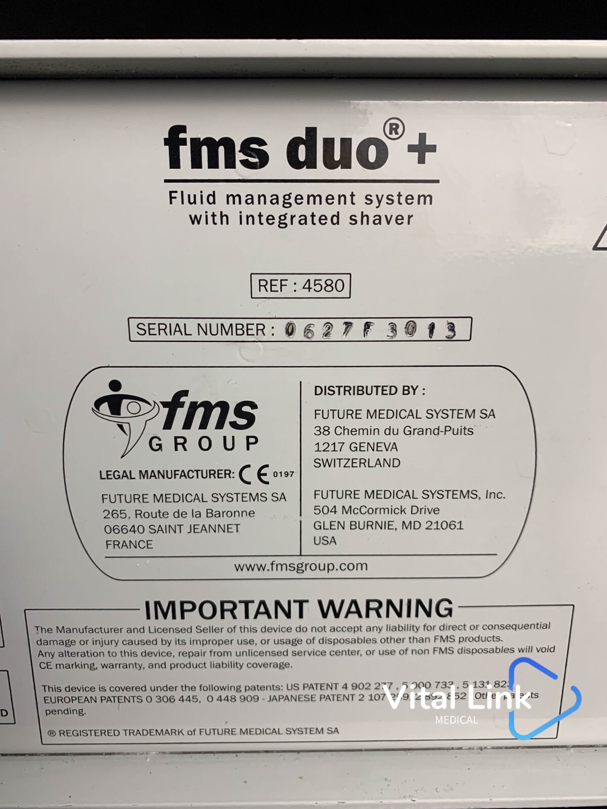FMS Group FMS Duo+ Fluid Management System w/ Integrated Shaver Ref 4580