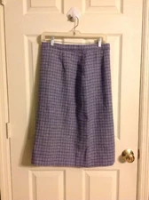 Trefriw Woollen Mills Wool Skirt Woven In Blue Purple White Tweed Handmade In UK