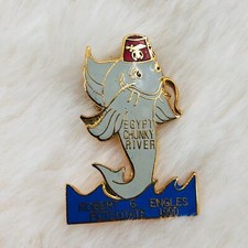 Vtg 1990 Egypt Shriners Chunky River Mississippi Enamel Catfish Member Lapel Pin