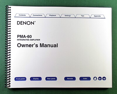 Denon PMA-60 Instruction Manual: Full Color & Protective Covers!
