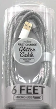 Liqipeul Powertek Glitter Micro USB Cable Silver 6ft