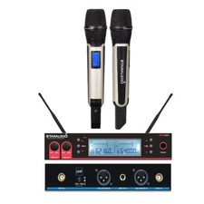 2 CH UHF Wireless Handheld Mic Studio IR LCD Display DJ Microphone System Church