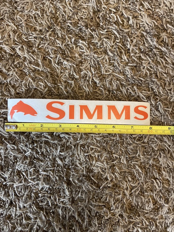Simms Trout Fly Fishing Sticker Decal Orange Approx 8”