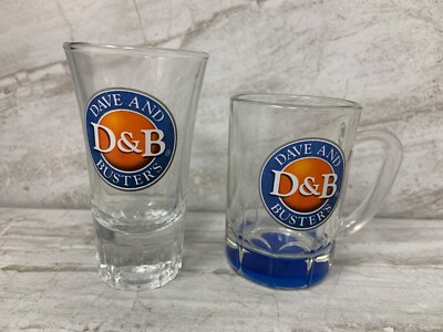 2 ~ DAVE & BUSTER'S Souvenir Shot Glasses 2 different styles