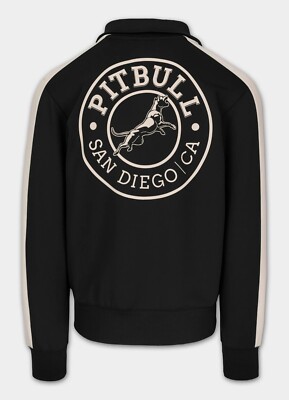 Herrenjacke Full Zip PitBull SAN DIEGO CA Track Sweatshirt Oldschool Schwarz
