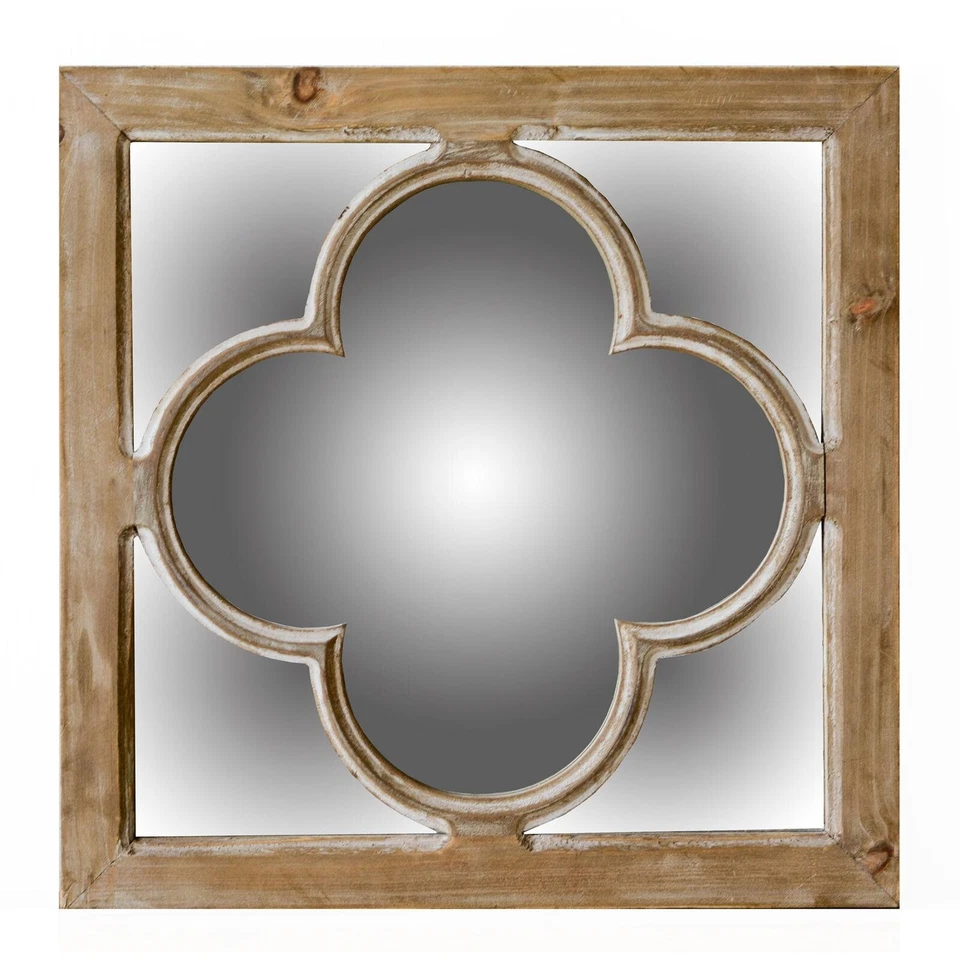 10" Natural Brown With Whitewash Square Wall Mounted Accent Mirror - Image 2 of 4