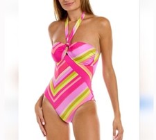 NWT Trina Turk MULTI Waltz Bandeau One Piece Swimsuit Sz 10
