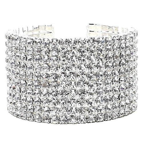 Mondu Flip Rhinestone Flower Cuff Bracelet Watch Silver‎ Tone Quartz Japan Movt Mondu Flip Rhinestone Flower Cuff Bracelet Watch Silver Tone  main image 2