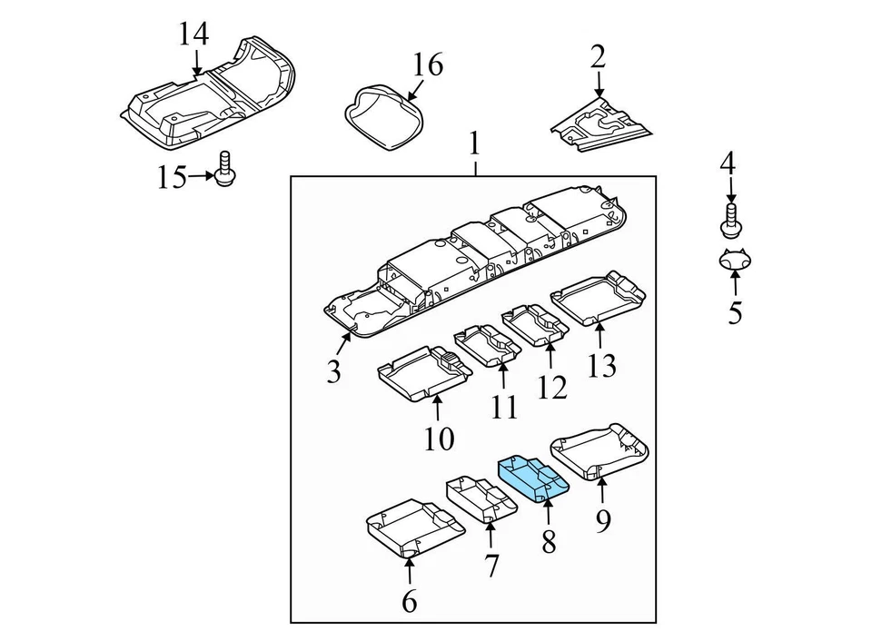 VW TIGUAN LIMITED 2017-2018 - contenedor de almacenamiento de techo/bandeja 5M0868837B Foto 4 de 4