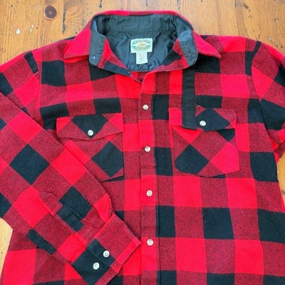 Midwest Traders Mens M Buffalo Plaid Flannel Work Shirt Red Black 100% Acrylic