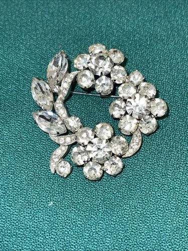 ✨Vintage Signed Eisenberg Rhinestone Silver Tone Brooch✨