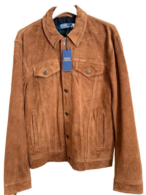 Polo by Ralph Lauren ブラウンジャケット Lサイズ NWT Ralph Lauren Brown Suede Trucker Jacket Blackwatch Lined Mens