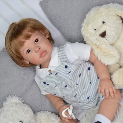 28'' Already Finished Reborn Baby Doll Cute Toddler Boy Short Hair Cloth Body Toy