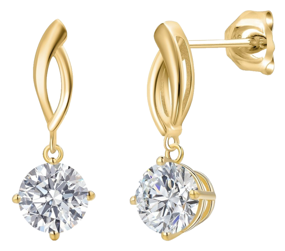 10K Yellow Gold 2.00 Ct Lab Grown Diamond Dangle Earrings Valentine's Day Gift
