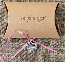 NEW Longaberger Baskets Horizon of Hope Pewter Heart Tie On / Pin