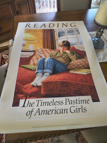 Vtg 1990 AMERICAN GIRL Molly reading rolled High-quality Vinyl poster 24x36