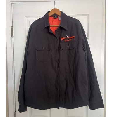 Disney 100 Walt Disney Studios Quilted Workwear Chore Jacket Shacket Gray Large